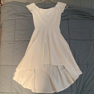 White Off the Shoulder Mid Length Dress